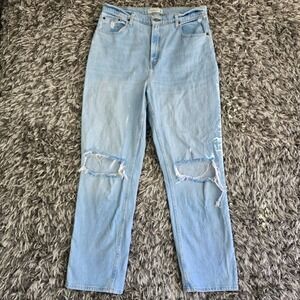Abercrombie & Fitch Curve Love 90s Straight Ultra High Rise Jeans Light Wash 32
